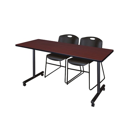Kobe Rectangle Mobile table, 72" W, 29" H, Laminate Top, Mahogany MKTRCC7224MH44BK